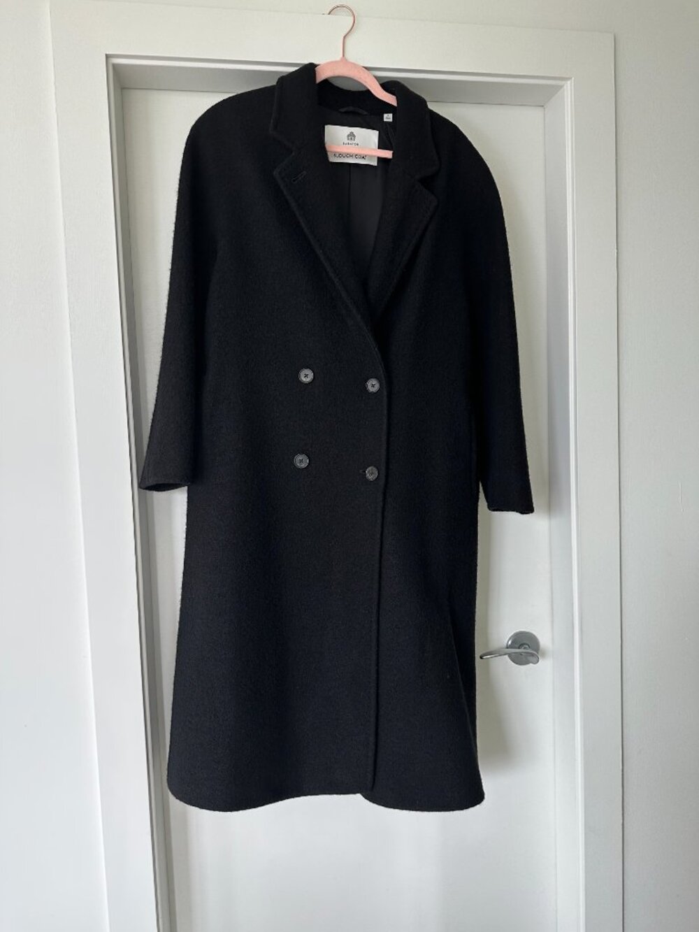 Aritzia Slouch Coat- Black- Size Small- Boiled Wool